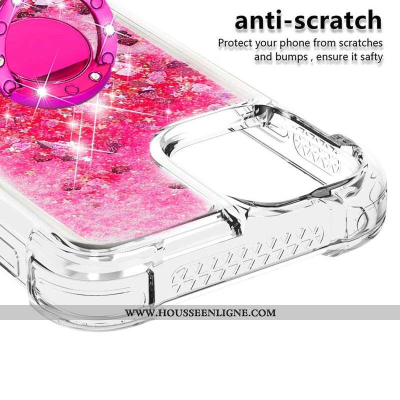 Coque iPhone 13 Pro Paillettes avec Anneau-Support