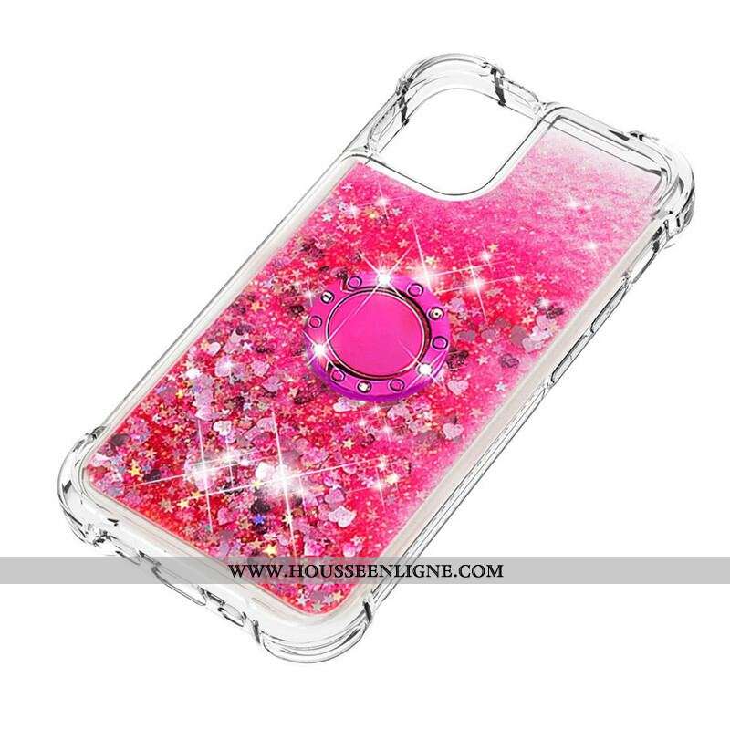 Coque iPhone 13 Pro Paillettes avec Anneau-Support