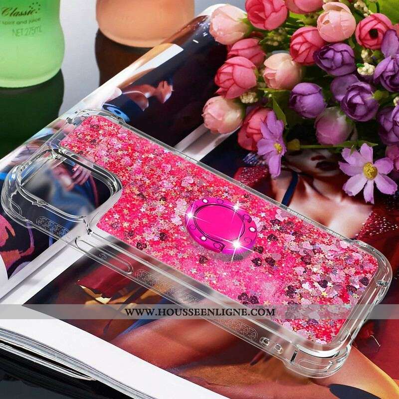 Coque iPhone 13 Pro Paillettes avec Anneau-Support