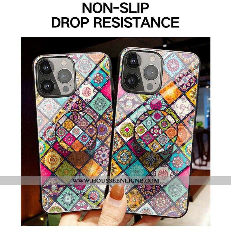 Coque iPhone 13 Pro Support Magnétique Patchwork