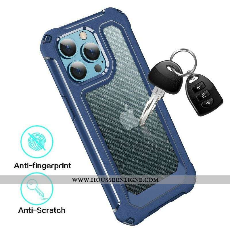 Coque iPhone 13 Pro Transparente Texture Fibre Carbone