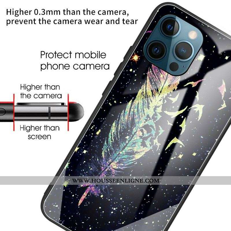 Coque iPhone 13 Pro Verre Trempé Plume