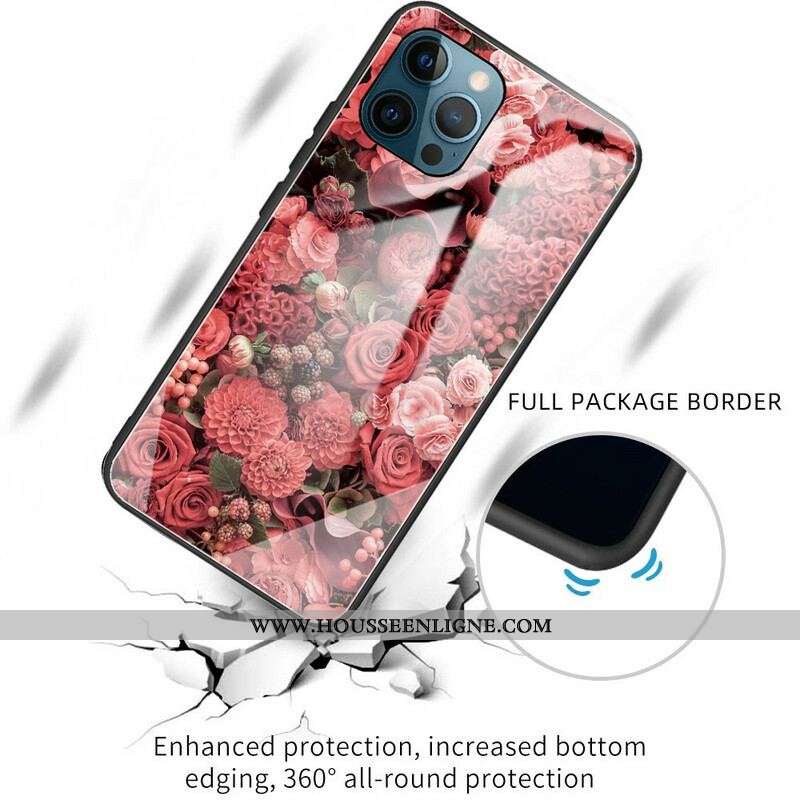 Coque iPhone 13 Pro Verre trempé Fleurs Roses