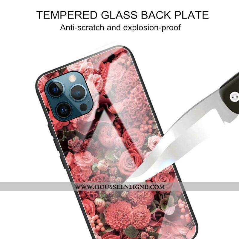 Coque iPhone 13 Pro Verre trempé Fleurs Roses