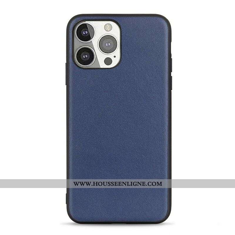 Coque iPhone 13 Pro Véritable Cuir Litchi