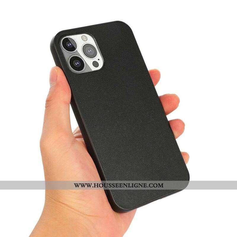 Coque iPhone 13 Pro Véritable Cuir Litchi