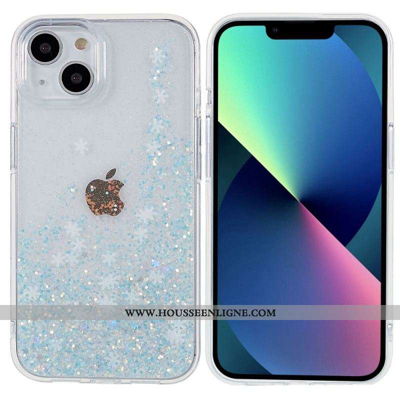 Coque iPhone 14 Paillettes Flocons