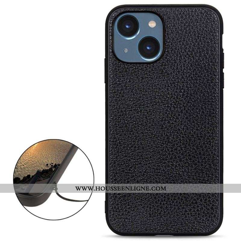 Coque iPhone 14 Plus Cuir Litchi Véritable