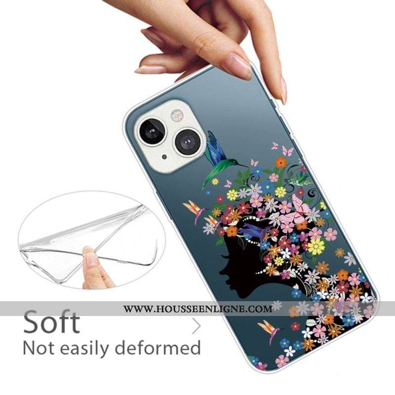 Coque iPhone 14 Plus Jolie Tête Fleurie