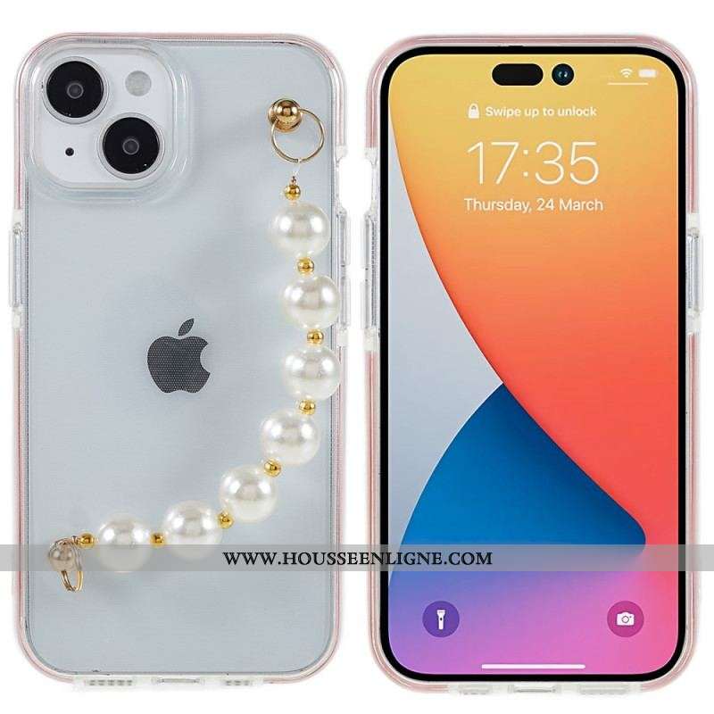 Coque iPhone 14 Plus Silicone Bracelet Perles