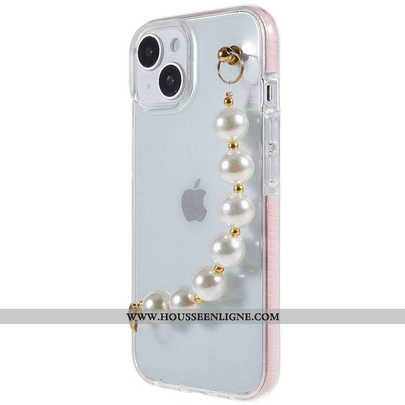 Coque iPhone 14 Plus Silicone Bracelet Perles