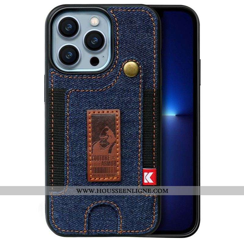 Coque iPhone 14 Porte-Cartes et Sangle Jeans