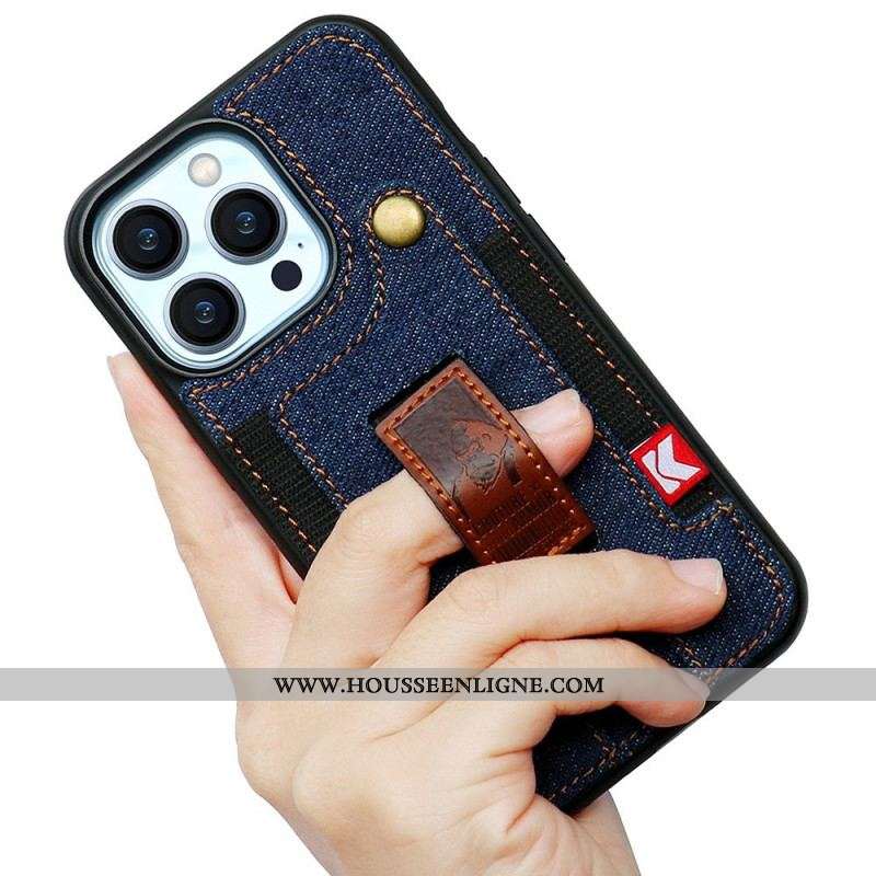 Coque iPhone 14 Porte-Cartes et Sangle Jeans