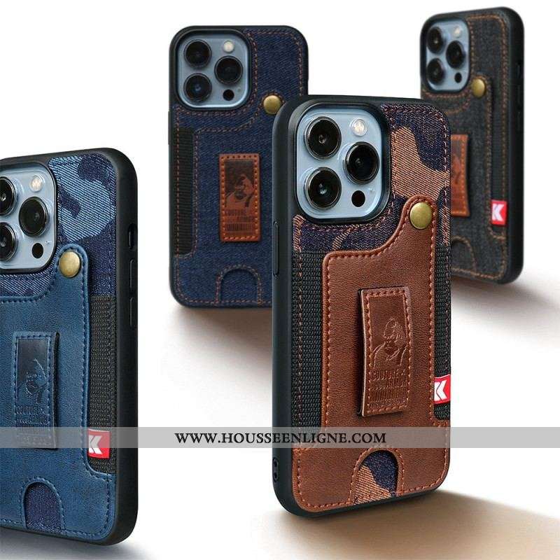 Coque iPhone 14 Porte-Cartes et Sangle Jeans