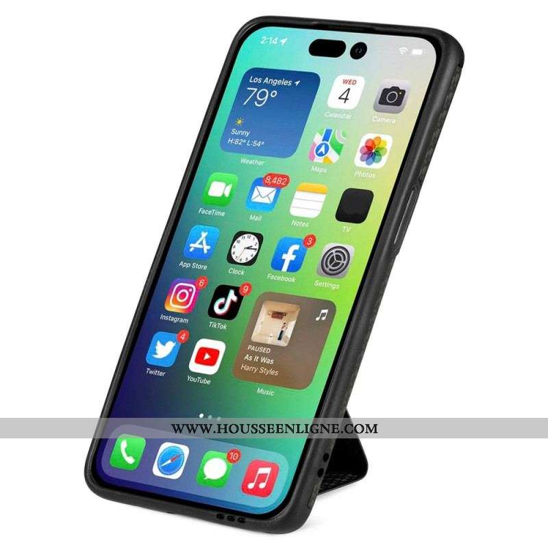 Coque iPhone 14 Pro Fibre Carbone Porte-Cartes Support