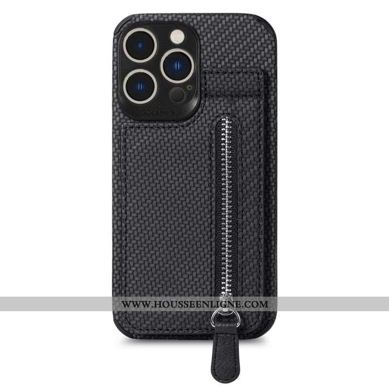 Coque iPhone 14 Pro Max Fibre de Carbone et Portefeuille