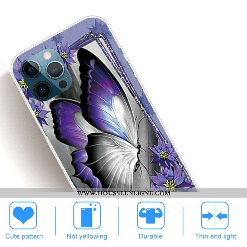 Coque iPhone 14 Pro Max Papillon Violet