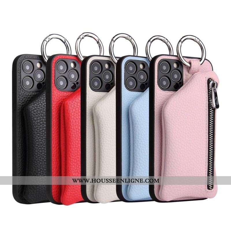 Coque iPhone 14 Pro Max Porte Monnaie et Lanière