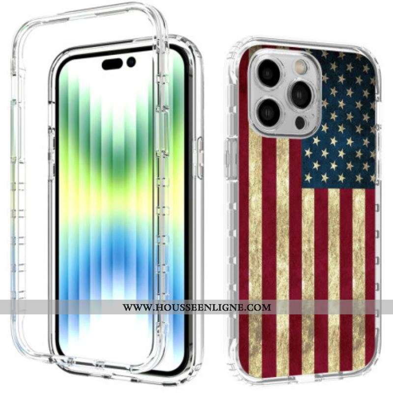 Coque iPhone 14 Pro Max Renforcée Drapeau Américain