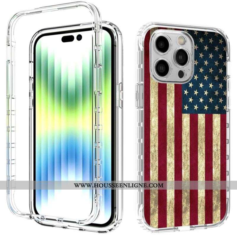 Coque iPhone 14 Pro Max Renforcée Drapeau Américain