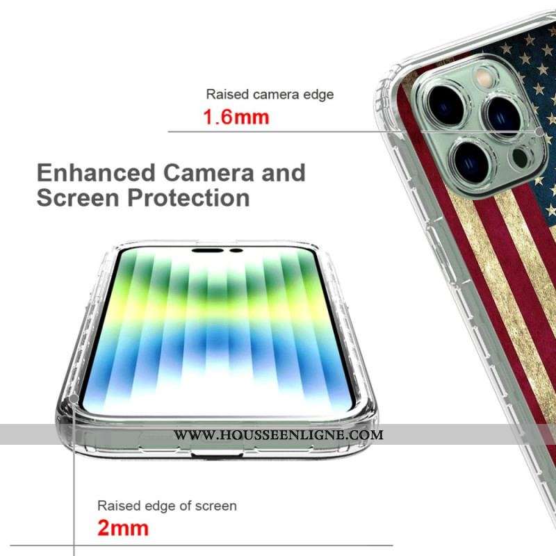 Coque iPhone 14 Pro Max Renforcée Drapeau Américain