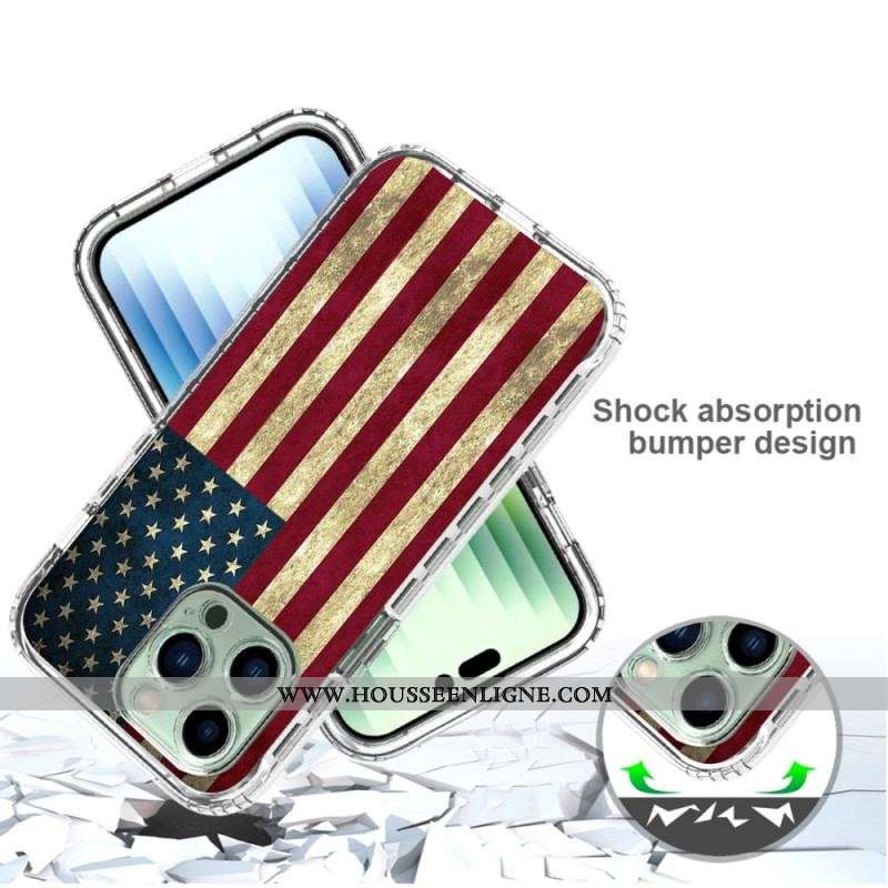 Coque iPhone 14 Pro Max Renforcée Drapeau Américain