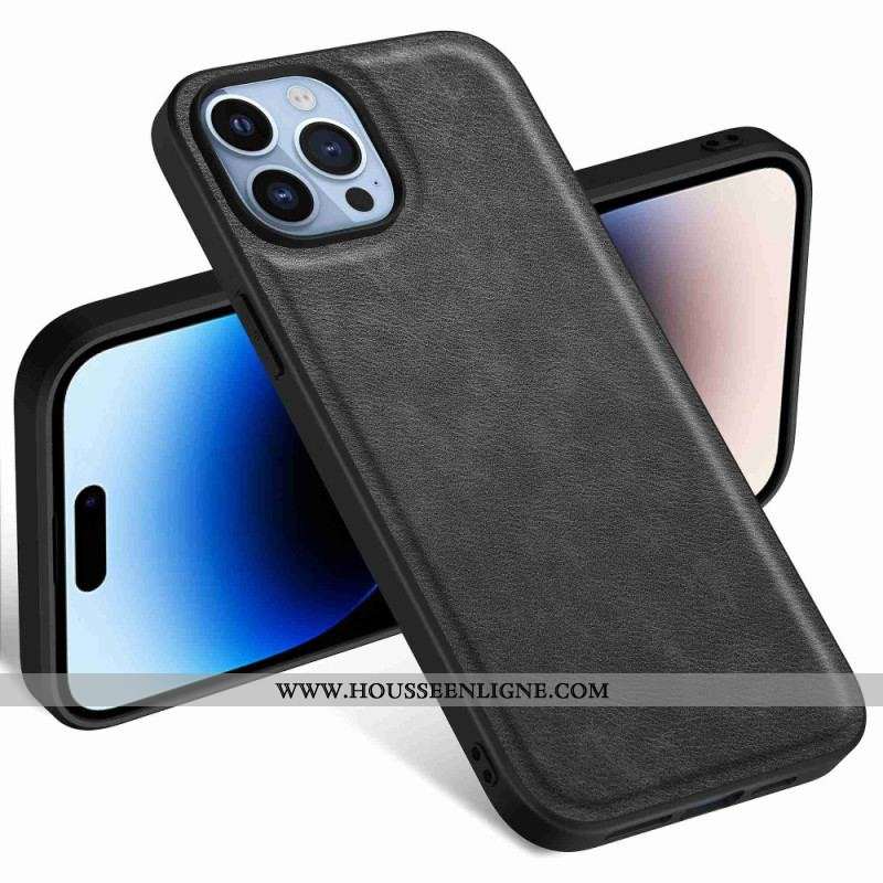 Coque iPhone 14 Pro Max Simili Cuir Rétro