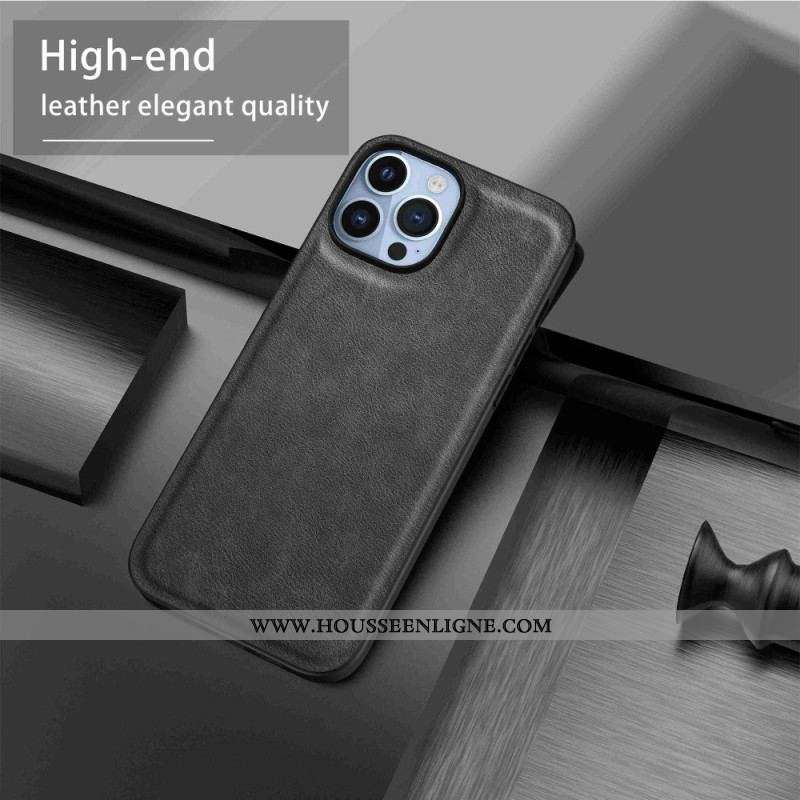 Coque iPhone 14 Pro Max Simili Cuir Rétro