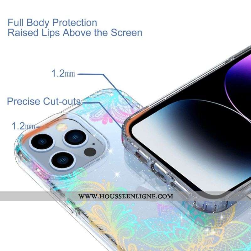 Coque iPhone 14 Pro Max Transparente Fleurs