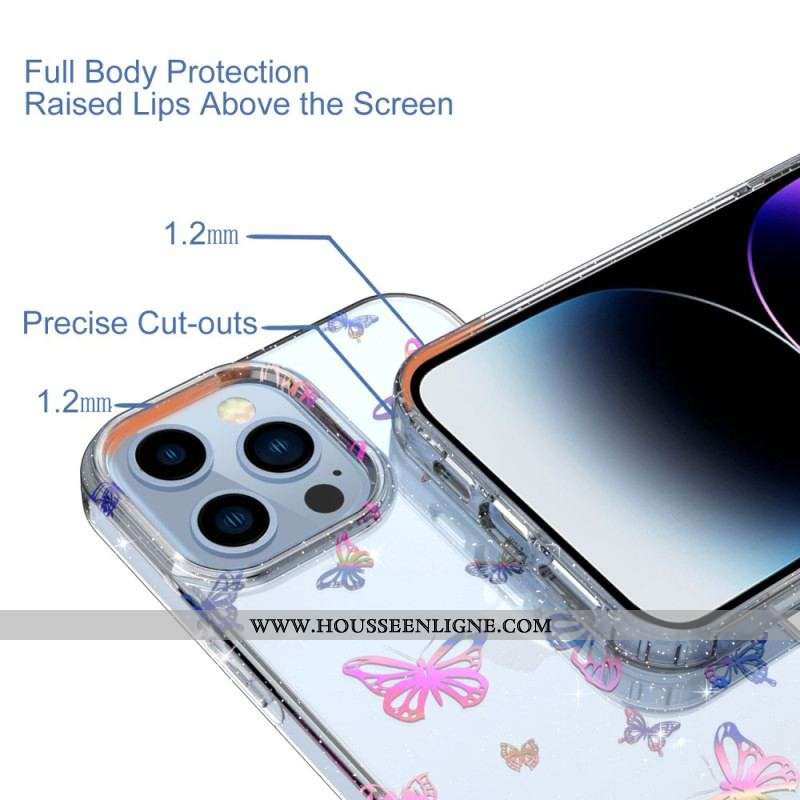 Coque iPhone 14 Pro Max Transparente Papillons