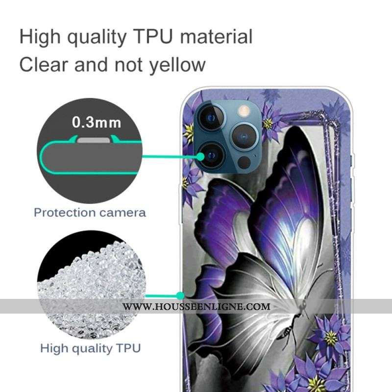 Coque iPhone 14 Pro Papillon Violet