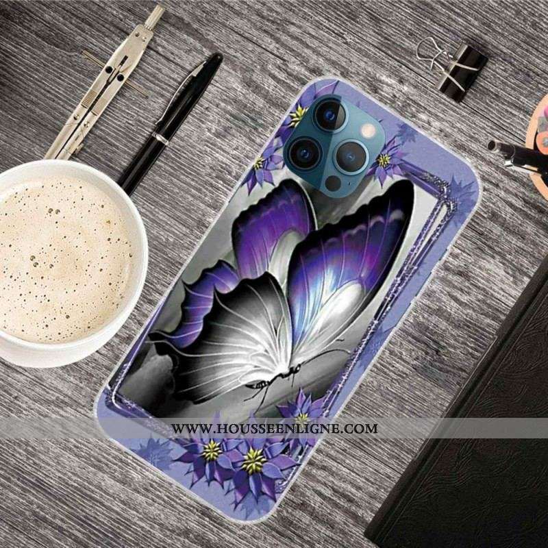 Coque iPhone 14 Pro Papillon Violet