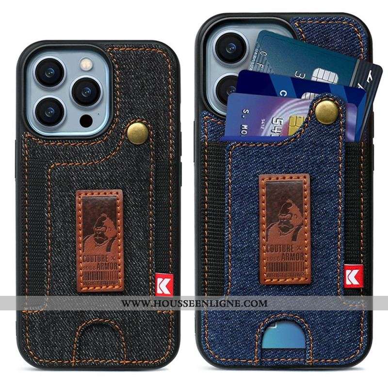 Coque iPhone 14 Pro Porte-Cartes et Sangle Jeans