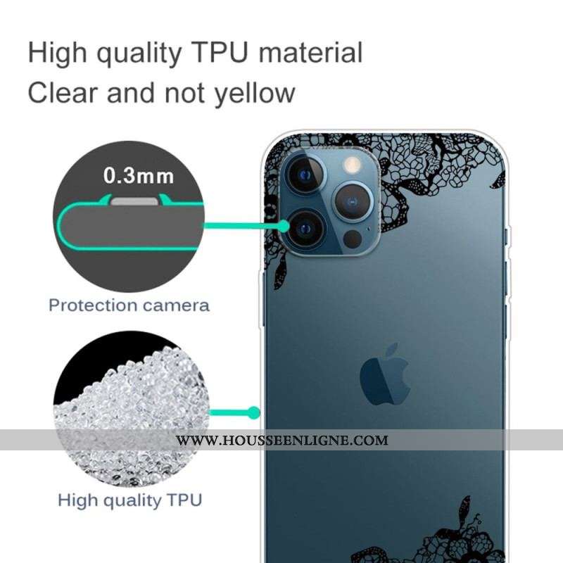 Coque iPhone 14 Pro Transparente Dentelle