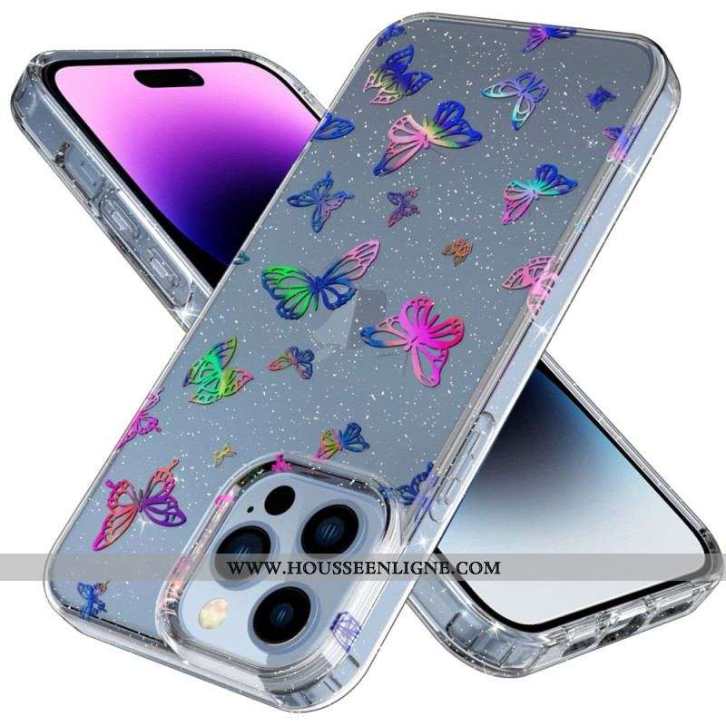 Coque iPhone 14 Pro Transparente Papillons