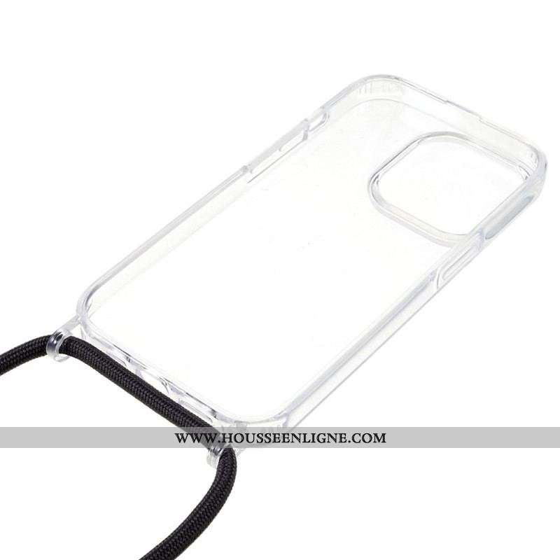 Coque iPhone 14 Pro Transparente avec Cordon Coloré