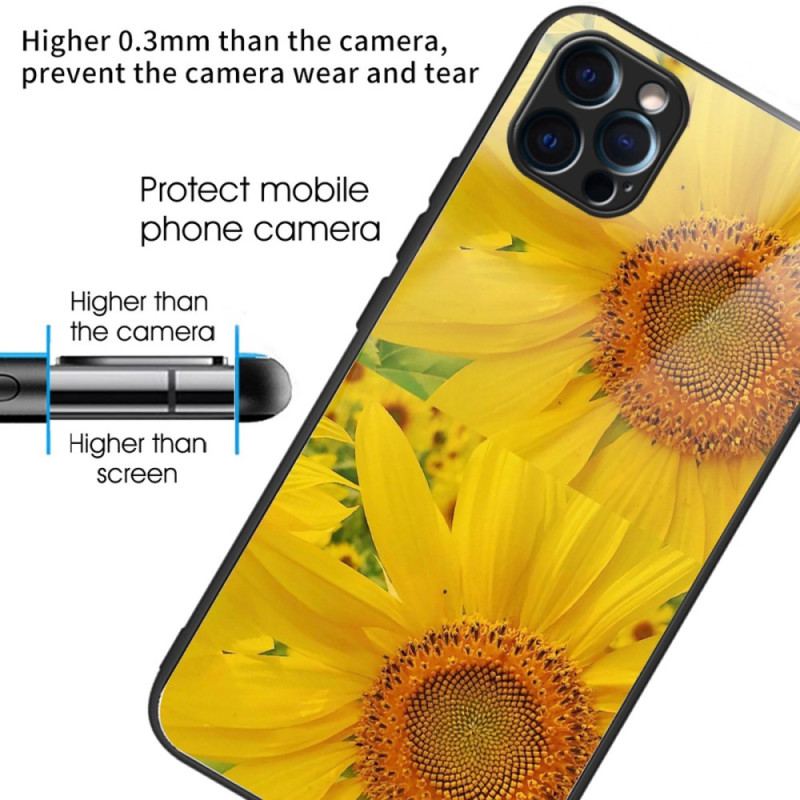 Coque iPhone 14 Pro Verre Trempé Tournesols