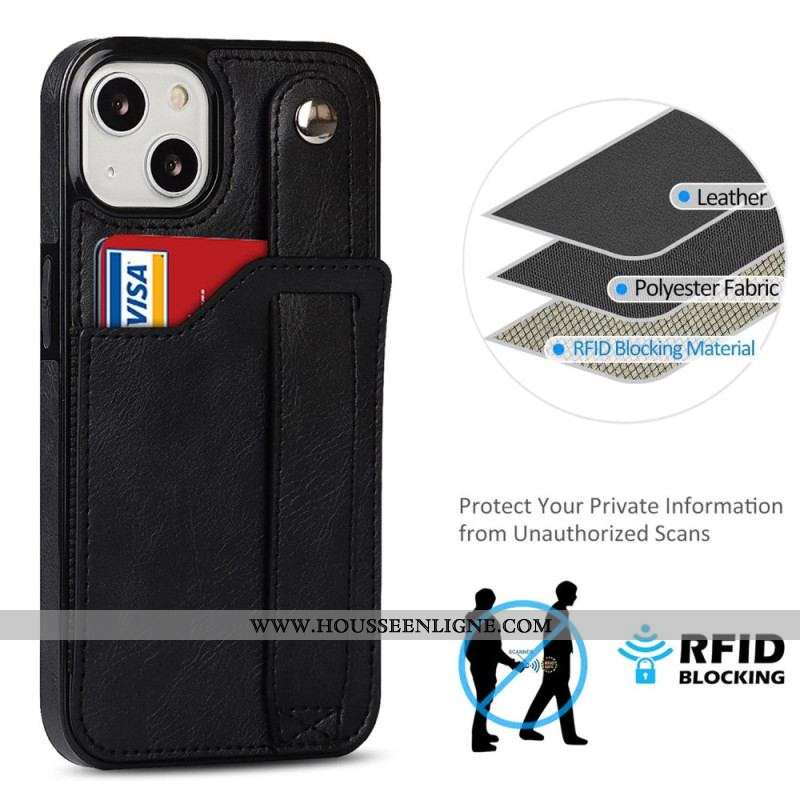 Coque iPhone 14 RFID Porte-Cartes avec Sangle