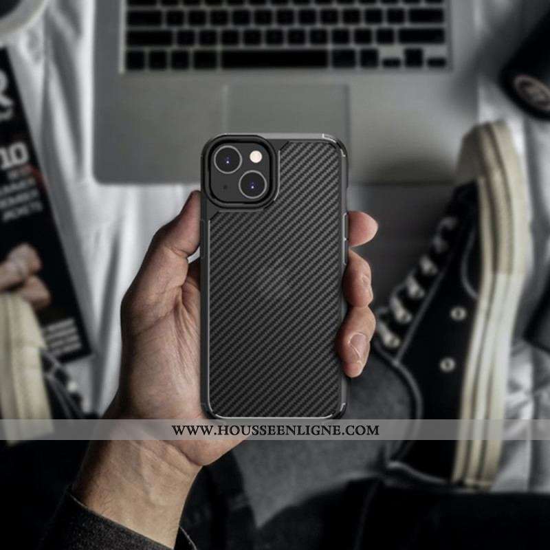 Coque iPhone 14 Transparente Fibre Carbone