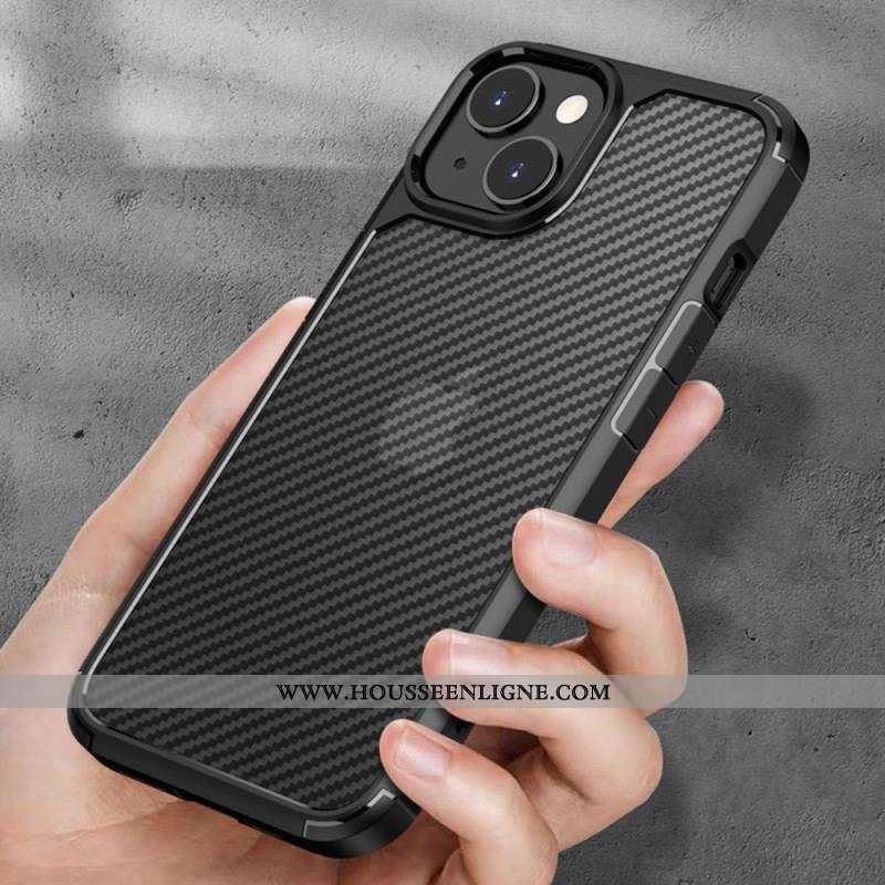 Coque iPhone 14 Transparente Fibre Carbone