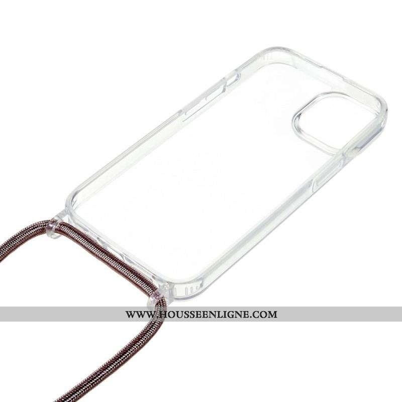 Coque iPhone 14 Transparente avec Cordon Coloré