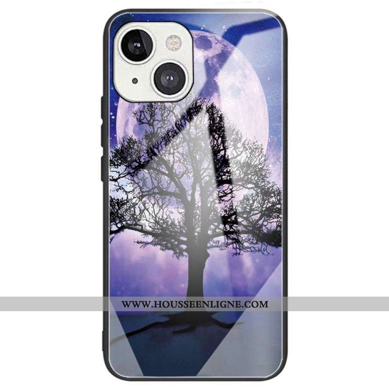 Coque iPhone 14 Verre Trempé Arbre et Lune