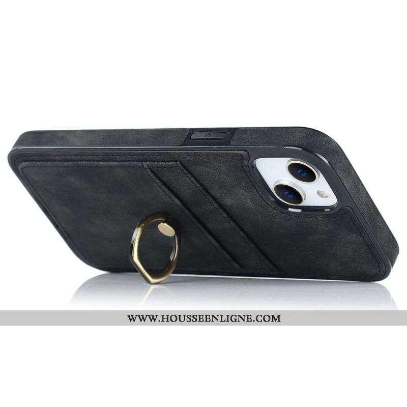 Coque iPhone 14 Vintage Anneau-Support et Porte-Cartes