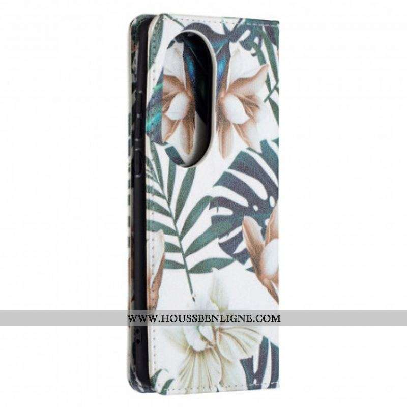 Flip Cover Huawei P50 Pro Feuilles