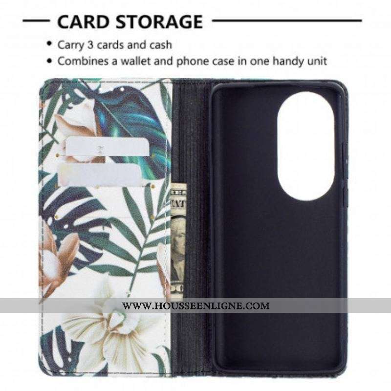 Flip Cover Huawei P50 Pro Feuilles