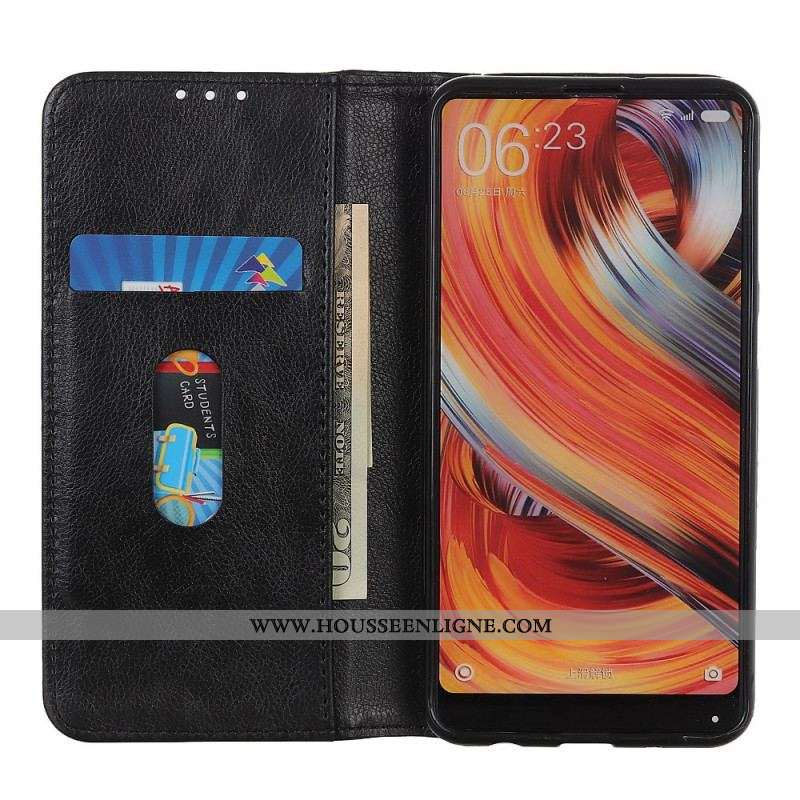 Flip Cover Moto E40 / E30 / E20 Cuir Litchi Fendu Élégance