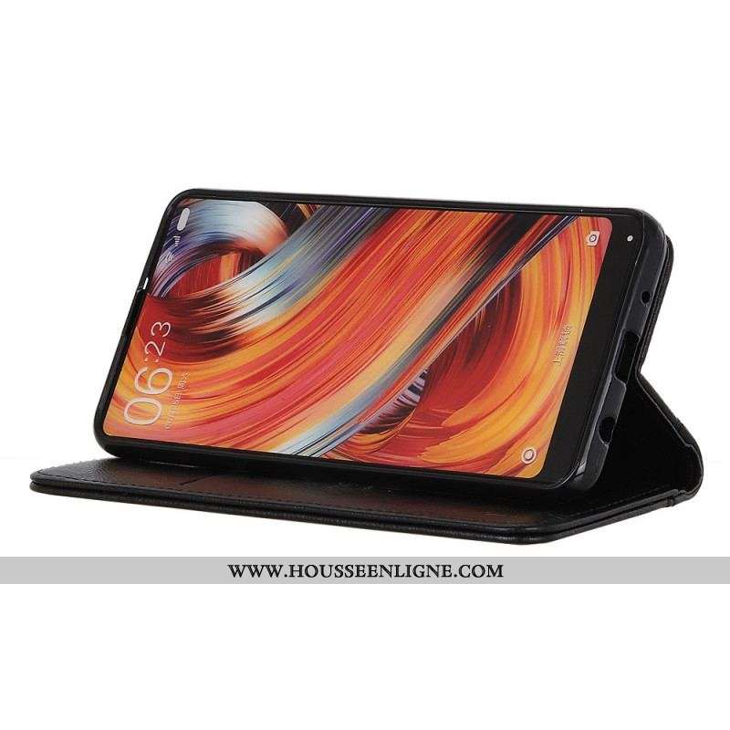 Flip Cover Moto E40 / E30 / E20 Cuir Litchi Fendu Élégance