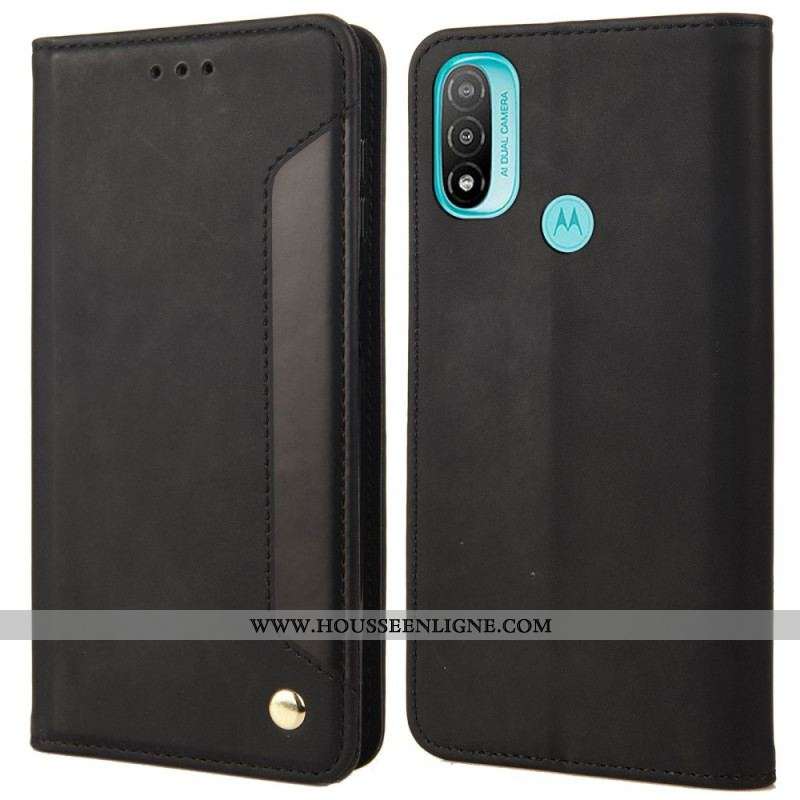 Flip Cover Moto E40 / E30 / E20 Effet Cuir Business Bicolore