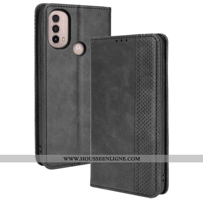 Flip Cover Moto E40 / E30 / E20 Effet Cuir Vintage Stylisé