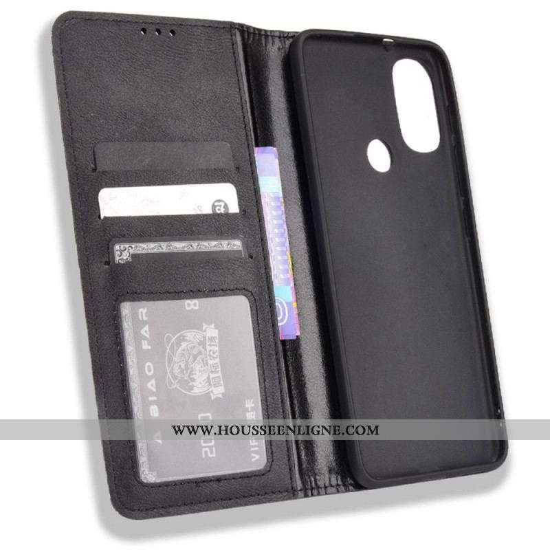 Flip Cover Moto E40 / E30 / E20 Effet Cuir Vintage Stylisé